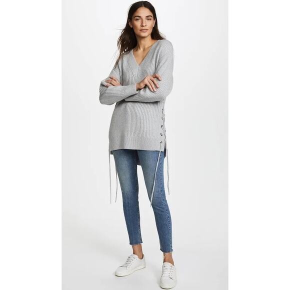 Rag & Bone  Ivy Lace - Up V Neck Wool Sweater - Picture 1 of 7
